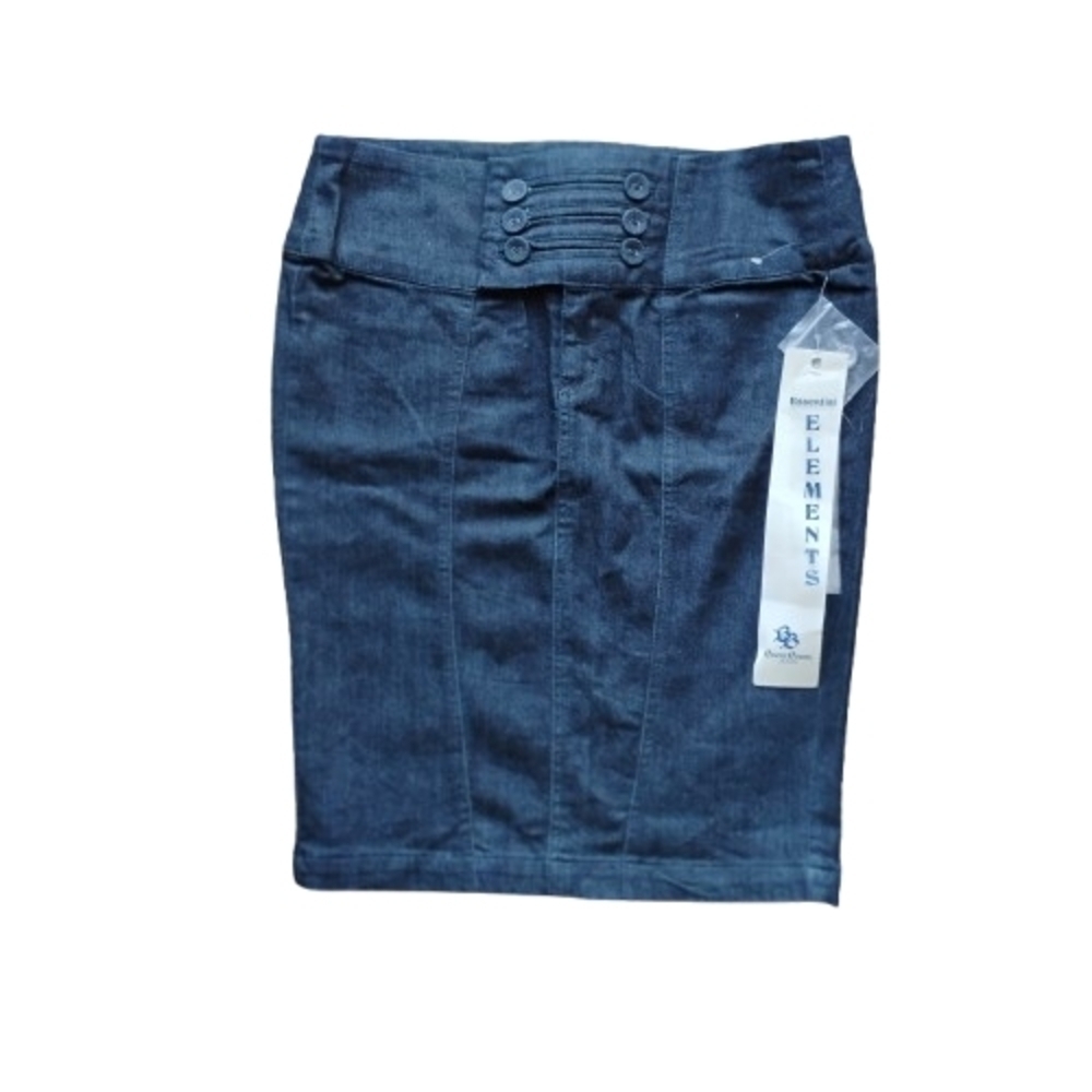 High-Waisted Dark Wash Button-Front Denim Skirt | Size L